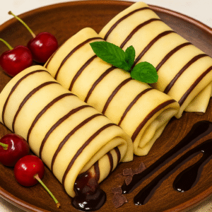 Sweet Mlyntsi with Chocolate and Sour Cherry