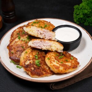 Ukrainian Deruny with Meat (chicken/beef)